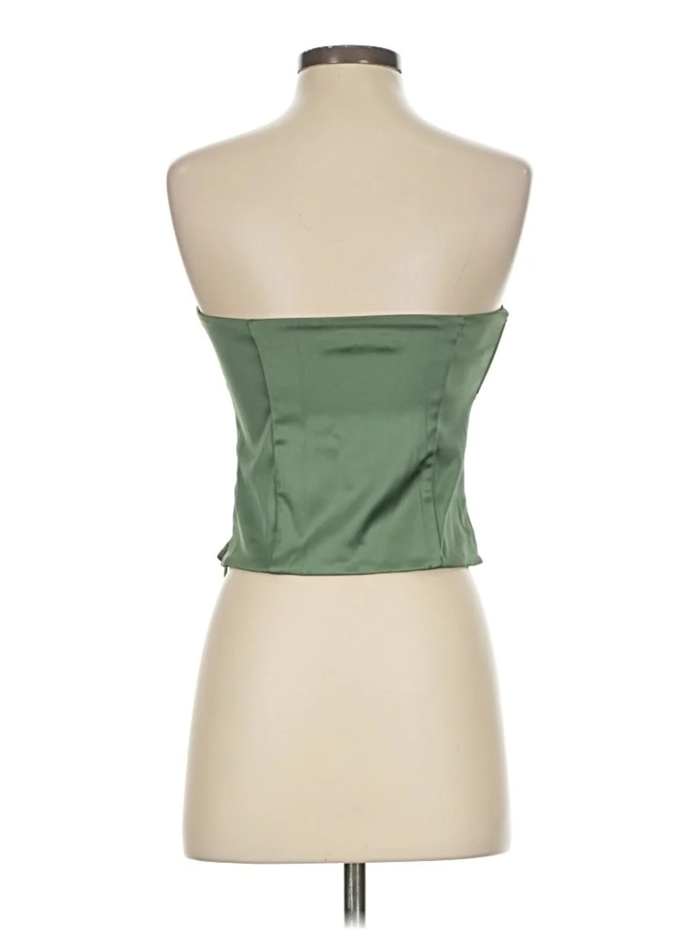 Abercrombie & Fitch Olive Green Satin Strapless Top - Picture 4 of 5